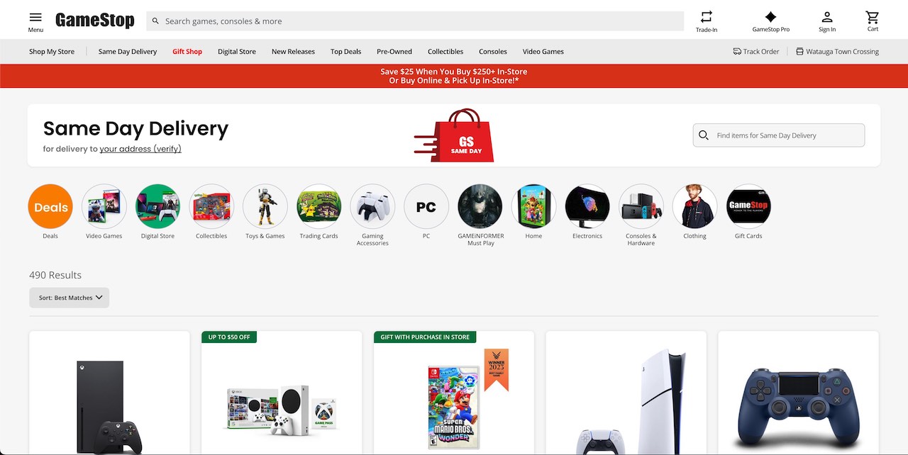 gamestop same day delivery